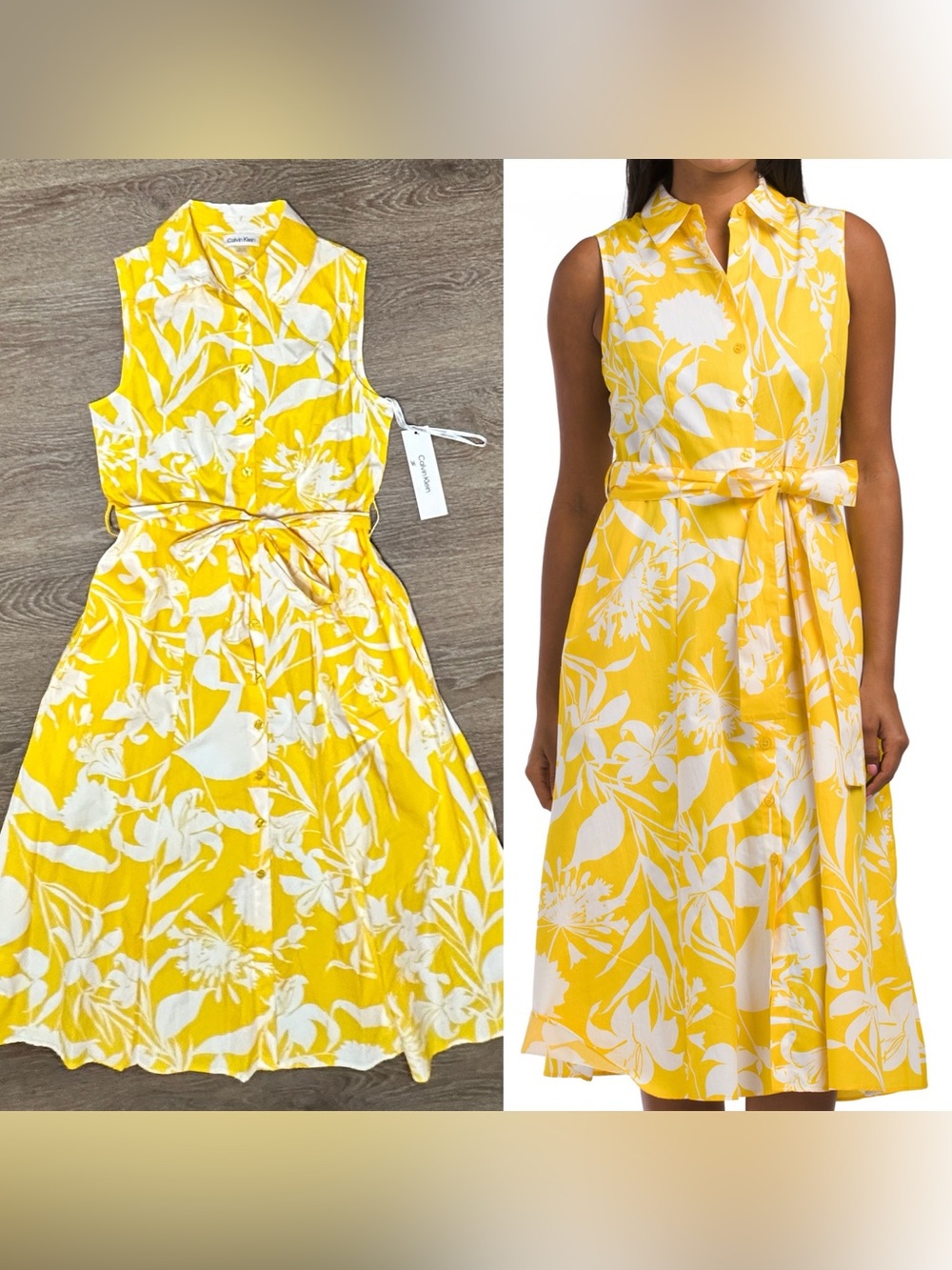 CALVIN KLEIN
sleeveless cotton tie waist dress Size 4 Shirt Dress NWT